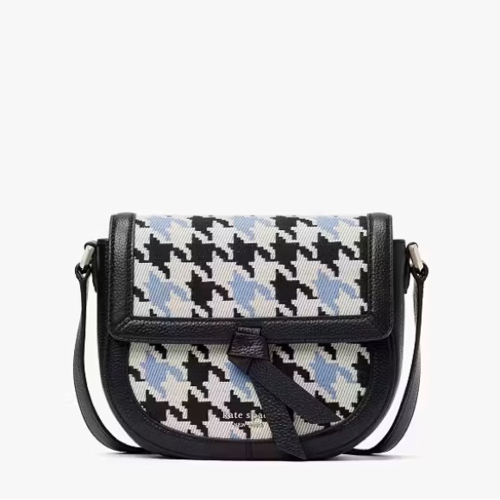 Kate Spade Black and Blue Houndstooth Crossbody Bag